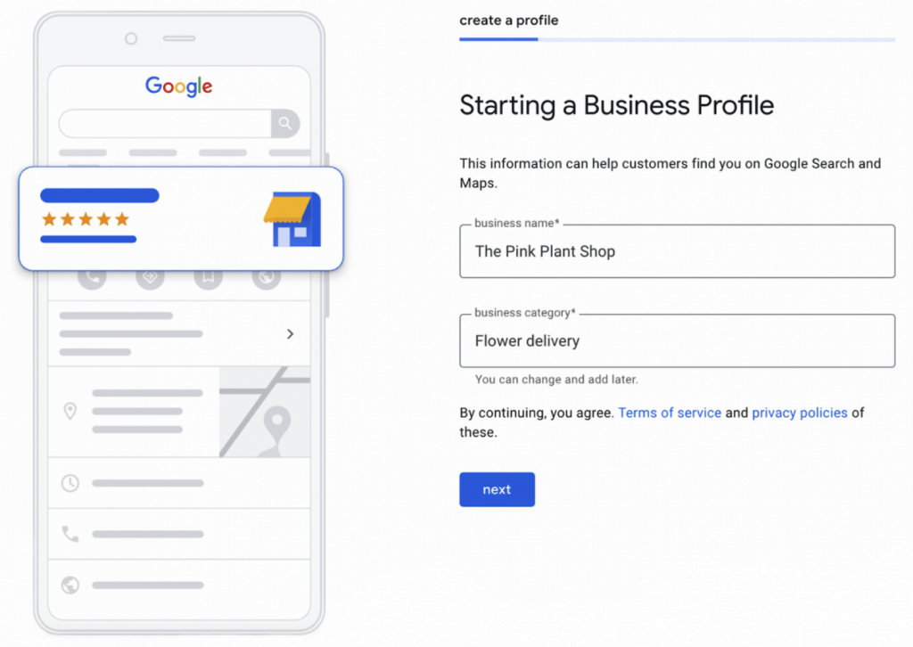 Ime i Kategorija Google My Business Naloga